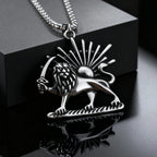 Persian Lion and Sun Pendant — Stainless Steel