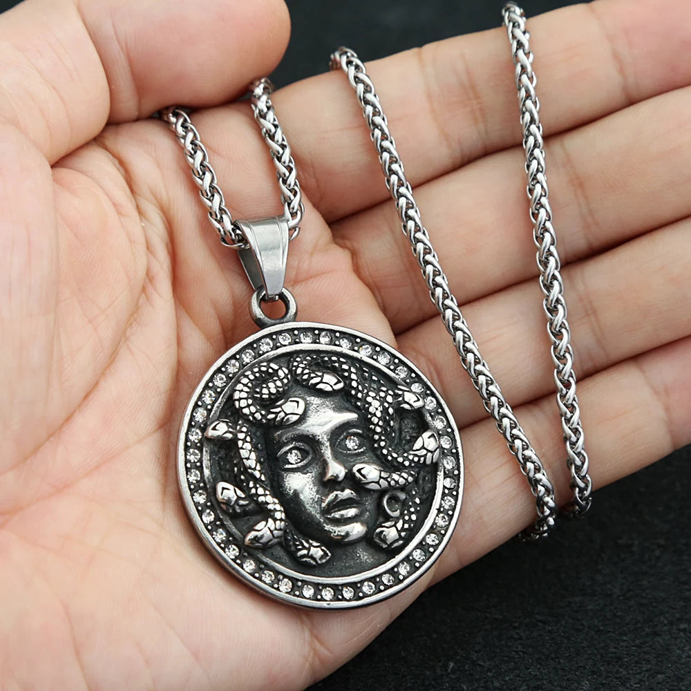 Medusa Gold Pendant Retro Gothic Head Gorgon