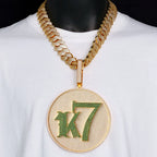 Iced Out Letter Pendant Necklace Disc CZ