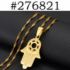 Anniyo Hamsa Hand Pendant Necklaces for Women  Men Arab Middle East Palm Shaped Ethnic Jewelry @276821