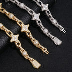 NUOYA Star Cuban Link Chain Gold Silver Color Iced Out CZ Zircon Hip Hop Necklace For Men Women Bling Bling Jewelry