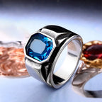 Simple Creative Square Bule/Green Stone For Men Women 316L Stainless Steel Retro Nordic Irish Celtics Knot Rings Jewelry Gift