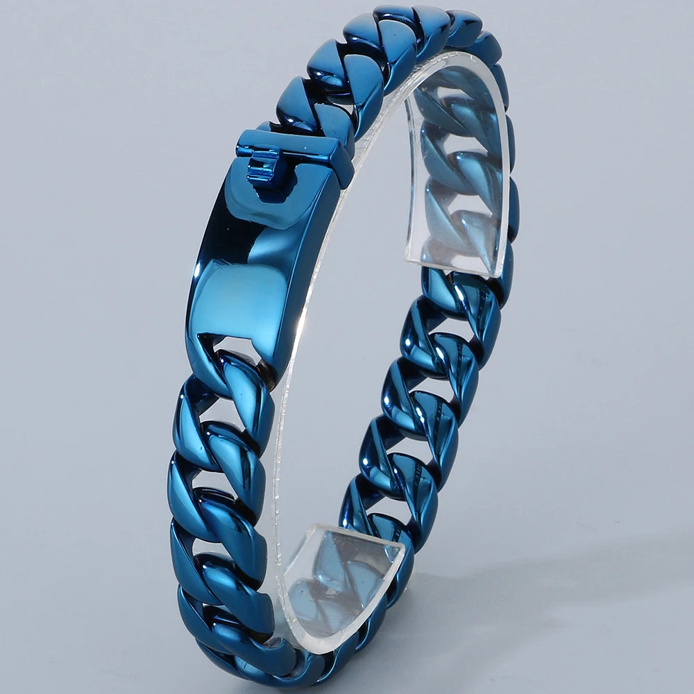 Classic 12MM Cuban Link Chain Bracelet for Man Waterproof Stainless Steel Men's Bracelets Wrist Hand Jewelry Boys Gifts