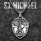 Archangel Michael Shield Pendant — Stainless Steel