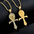 Iced Out Ankh Eye of Horus Pendant Necklace