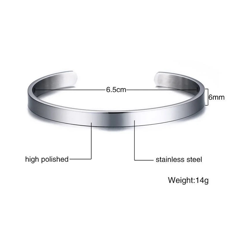 Minimal Thin Cuff Bangle Bracelet — Stainless Steel