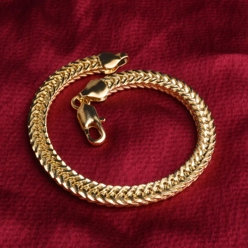 Classic Shiny Gold-Tone Snake Chain Bracelet — Daily Party Travel