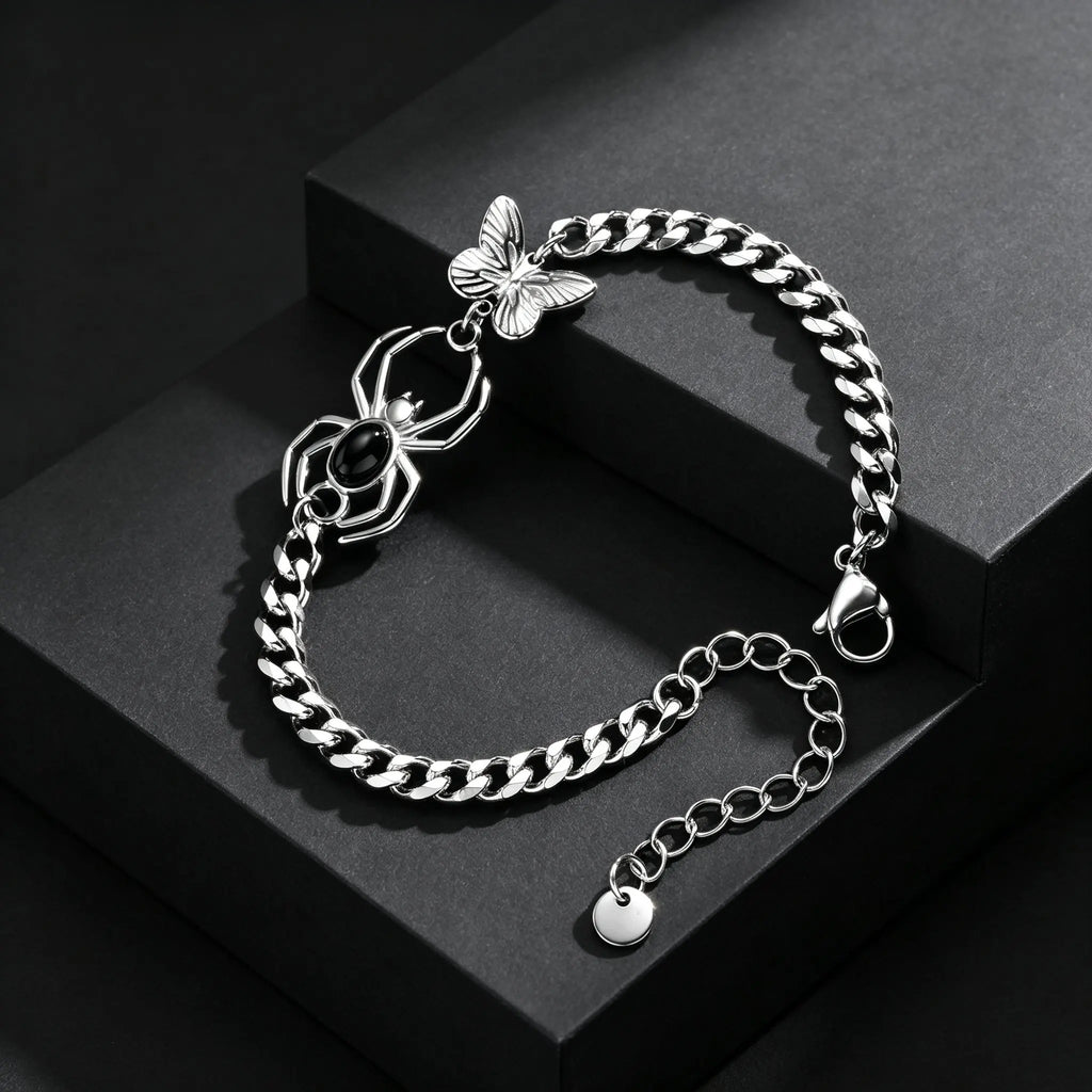 Gothic Spider Butterfly Chain Bracelet for Men — Stainless Steel
