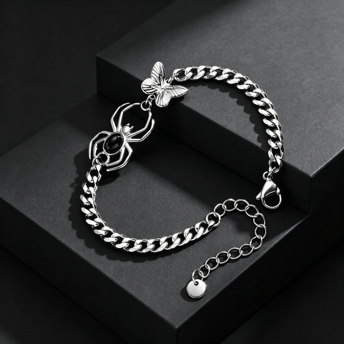 Gothic Spider Butterfly Chain Bracelet for Men — Stainless Steel