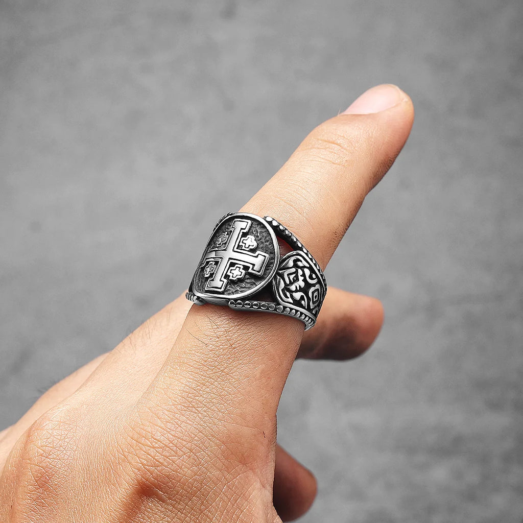 Jerusalem Cross Ring — Stainless Steel