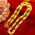 Twist Walnut Necklace Men's 24K Gold AU999 - Tough twist chain body, walnut for luxury, perfect for business parties