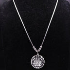 Wicca Lotus Stainless Steel Necklaces Pendants for Men Black Silver Color Moon Eye Long Chain Necklace Jewelry Colgante Hombre