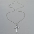 Retro Cross Pendant Necklaces for Women Men Gothic Steampunk Skull Necklace Chain Hip Hop Jewelry Gifts
