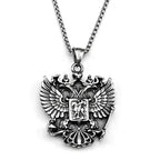 Russian Double-Headed Eagle National Emblem Symbol Pendant Necklaces for Women Men Silver Color Stainless Steel Jewelry Gift