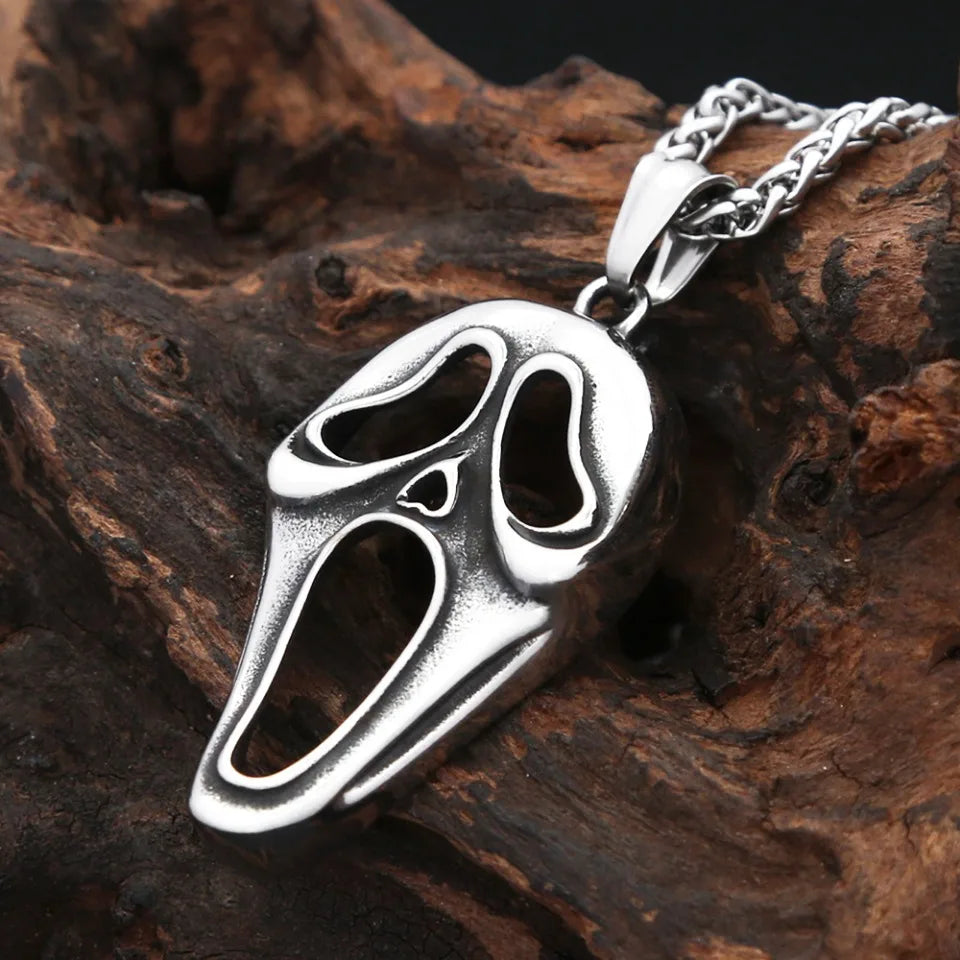 Punk Vintage Clown Mask Pendant Necklace For Men Boys 316L Stainless Steel Skull Mask Necklaces Party Jewelry Gifts Dropshipping