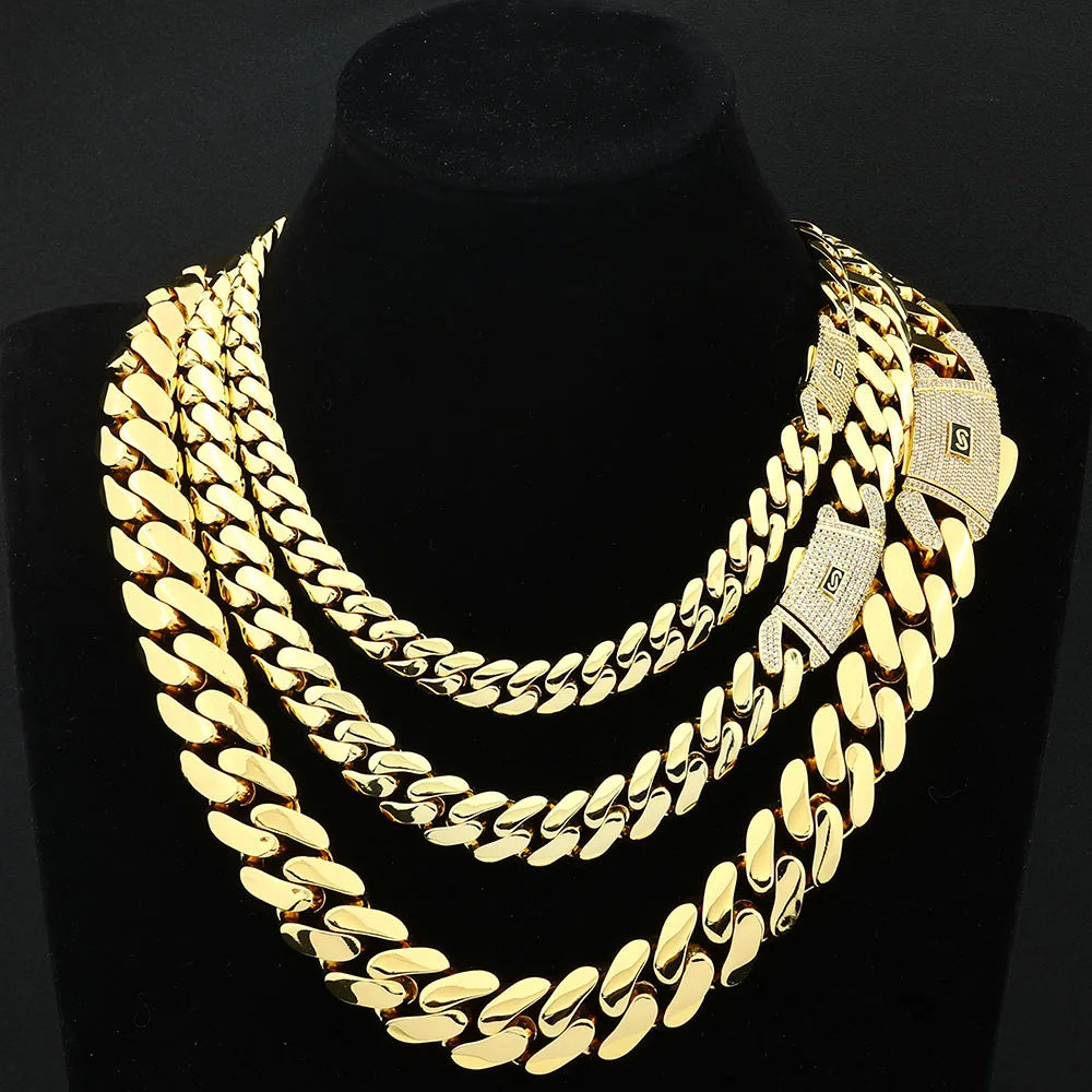 Gold Monaco Chain Necklace 12/15/20MM
