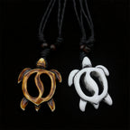 Carved Turtle Yin Yang Surfer Pendant Necklace