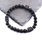 Retro Black Block Volcanic Bracelets Men Women Frosted Onyx Lava Beads Jewelry Yoga Meditation Birthday Gift Wholesales