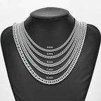HIYEE 3mm/4mm/5mm/6mm/7mm/8mm Stainless Steel Cuban Link Chains Classic for Men Boy Curb Chunky Necklace Jewelry 14 to 28 Inches
