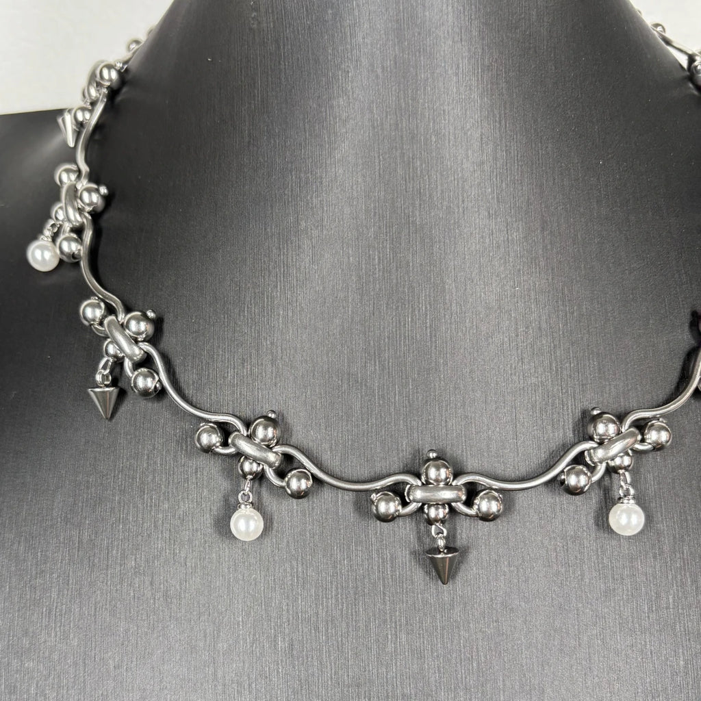 Punk Rivet Chain Choker Necklace Irregular Metal