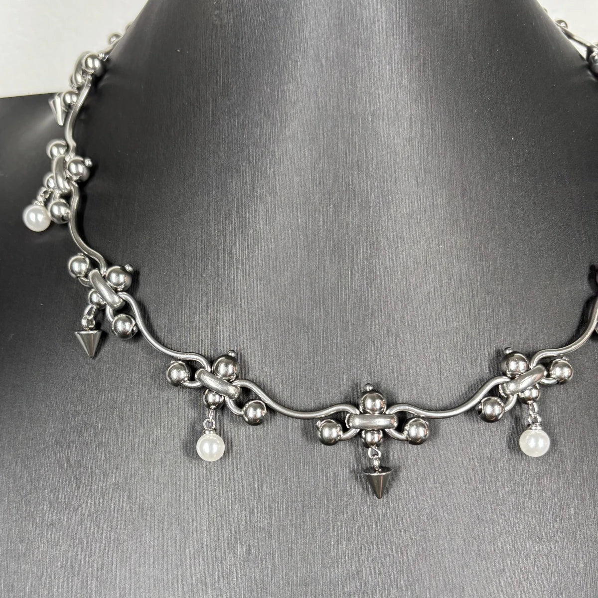 Punk Rivet Chain Choker Necklace Irregular Metal