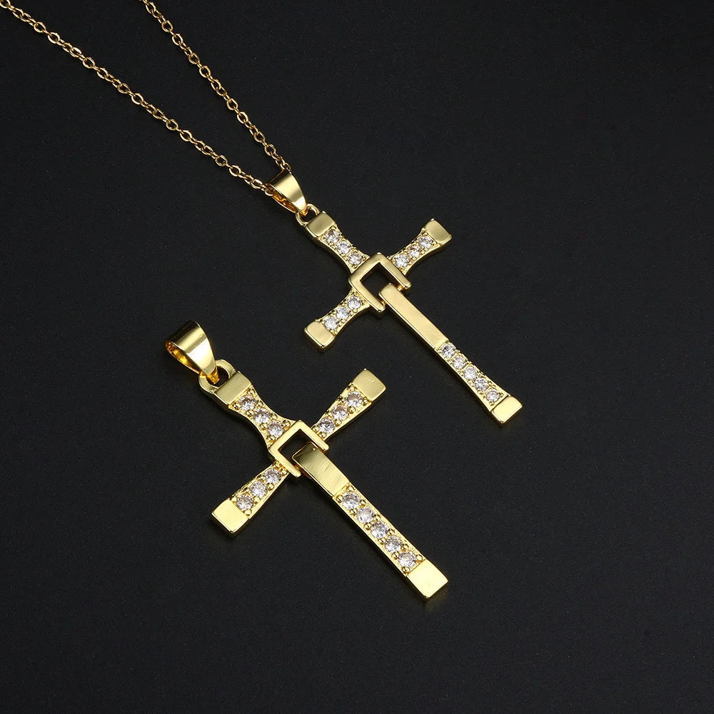 Cross Pendant Rope Chain Necklace Stainless Steel