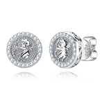 Iced Out Angel Stud Earrings — 925 Silver