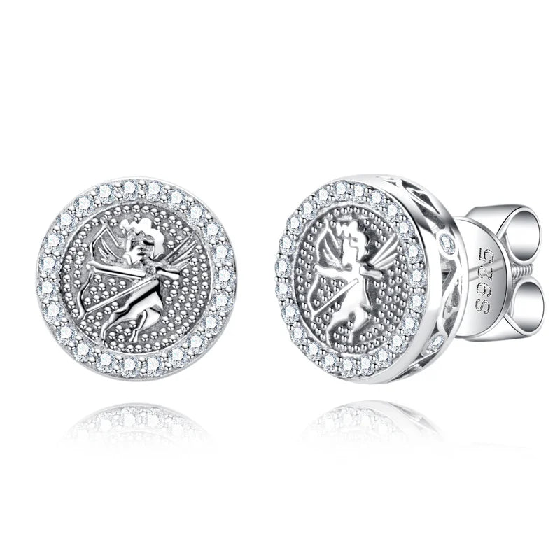 Iced Out Angel Stud Earrings — 925 Silver