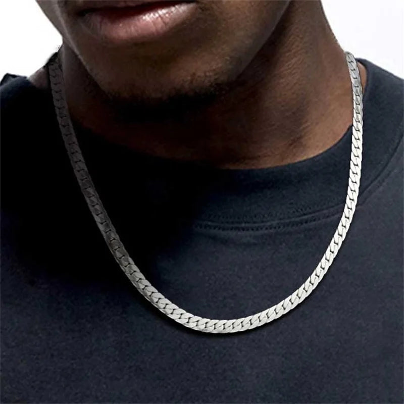 Stainless Steel Cuban Chain Necklace for Men 6mm Chain Punk Minimalist Necklace Hip Hop Waterproof Jewelry Gift 50/55cm