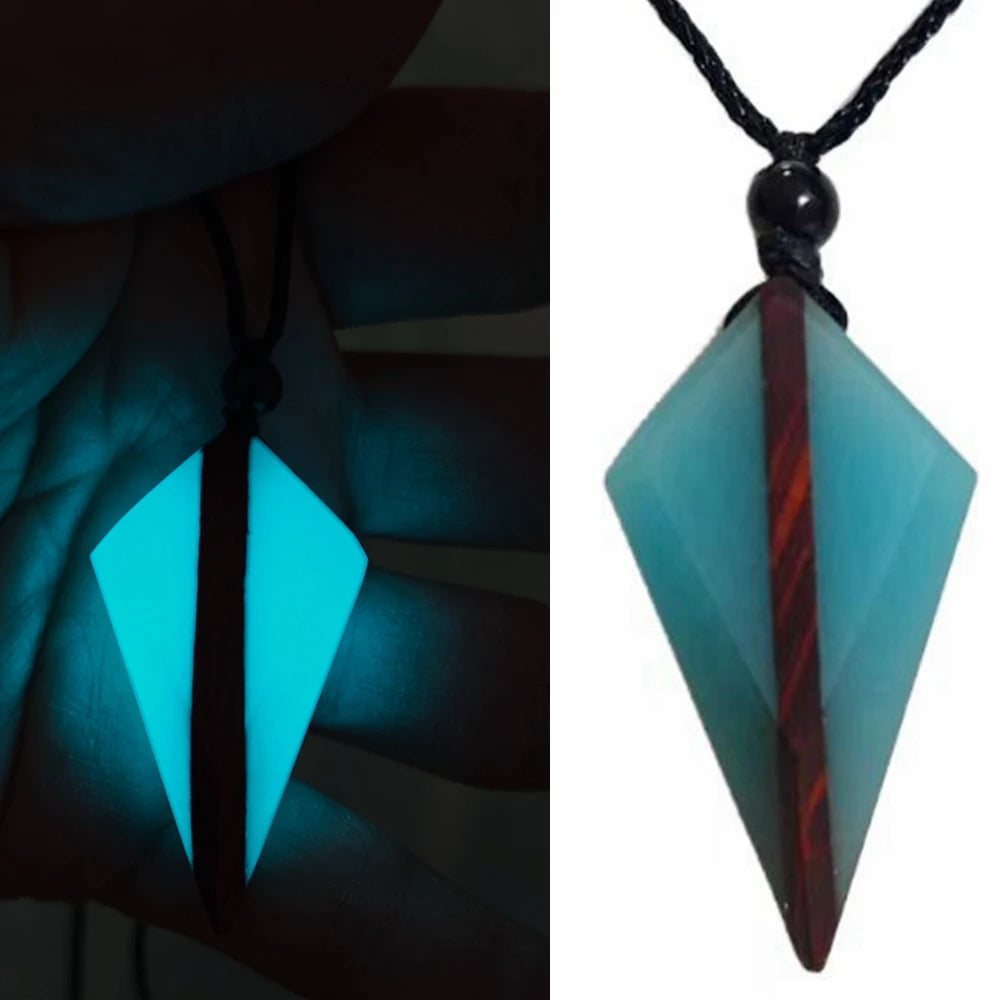 Wood Resin Night Light Pendant Necklace
