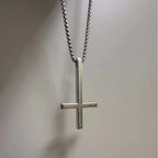 Hip Hop Punk Stainless Steel Inverted Cross Pendant Necklace for Men Women Men Trendy Personality Collar Chain Jewelry Gifts