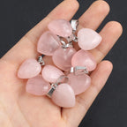 5pc Natural Stone Pendant Heart Clear Quartz Healing Crystals Stone Charms For Jewelry Making DIY Necklaces