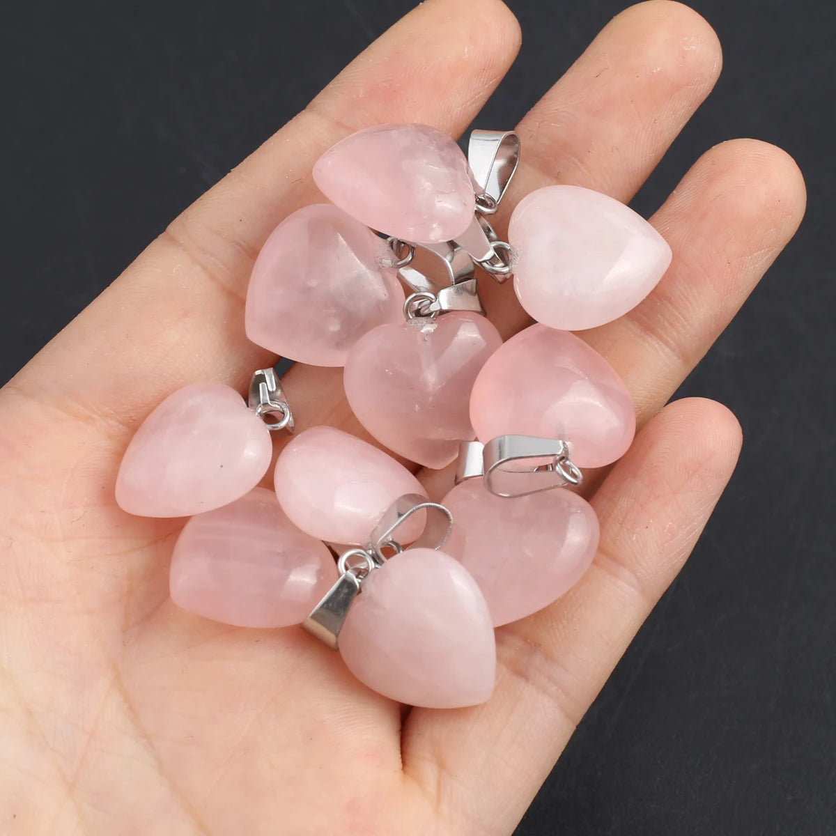 5pc Natural Stone Pendant Heart Clear Quartz Healing Crystals Stone Charms For Jewelry Making DIY Necklaces