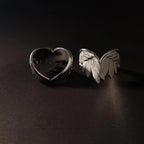Retro Angel Demon Wings Open Ring for Women Couples Punk Gothic Adjustable Finger Jewelry Accessories Hip Hop Gifts