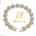 Gold Cuban Bracelet Iced Out Mixed Inlay
