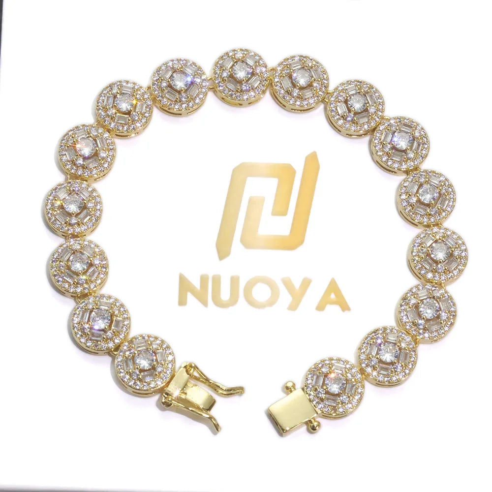 Gold Cuban Bracelet Iced Out Mixed Inlay
