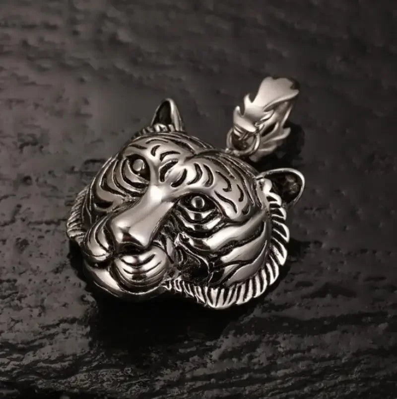 Domineering Tiger Head Pendant Men\\\'s Fashion Animal Tiger Necklace Punk Hip-Hop Trend Casual Jewelry Boyfriend Gift