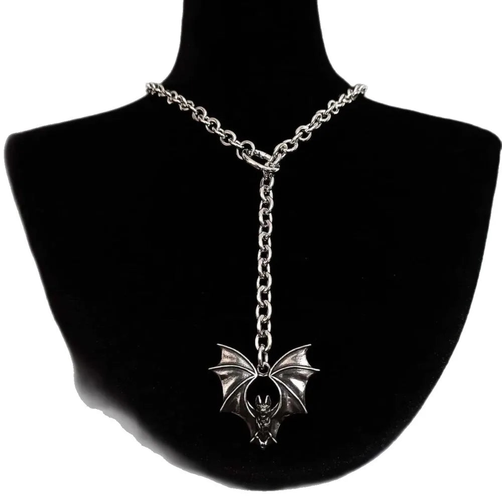 Gothic Vampire Sword Pendant Necklace — Silver