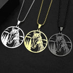 Horse Head Forest Chain For Women Men Stainless Steel Silver Color Natural Pony Boy Animal Male Pendant Necklace