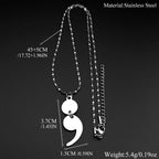 Inspirational Semicolon Pendant Necklace Stainless Steel Mental Health Support Jewelry Gift For Anxiety Depression Recovery