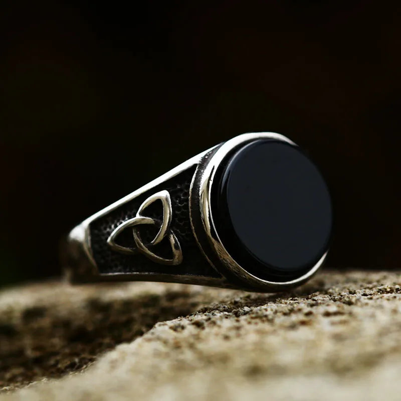 BEIER  NEW Cool Blue/Red/Black Zircon Northern Europe Viking Stainless Steel Ring Vintage Retro geometry Jewelry For Man BR8-269