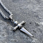 Stainless Steel Sword Cross Pendant Necklaces Twists or Link Chain Hip Hop Punk Choker Necklace for Women Men Jewelry