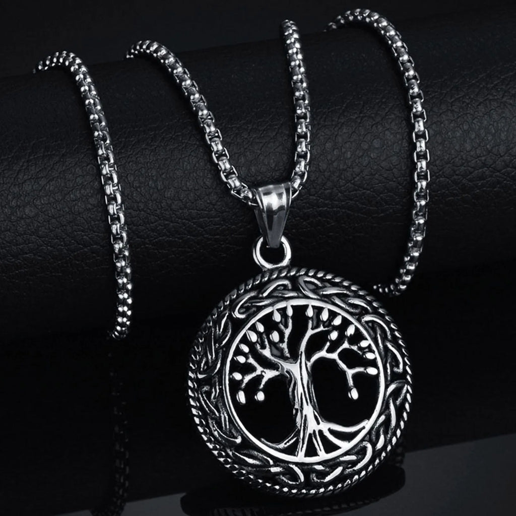 Viking Tree of Life Box Chain Pendant — SS