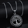 Viking Tree of Life Box Chain Pendant — SS