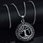 Viking Tree of Life Box Chain Pendant — SS