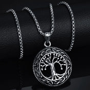 Viking Tree of Life Box Chain Pendant — Stainless Steel
