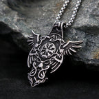 New Vintage Stainless Steel Nordic Odin Crow Pendant Necklace Fashion Viking Compass Necklaces Amulet Jewelry Gifts Dropshipping