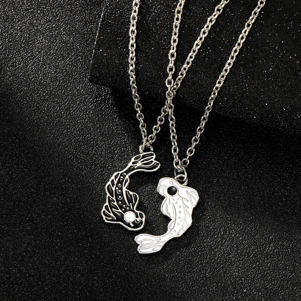 Goldfish Yin Yang Tai Ji Necklace — Black-Tone
