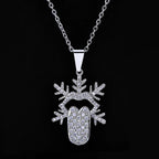 Gold Iced Out Snowflake Pendant Necklace