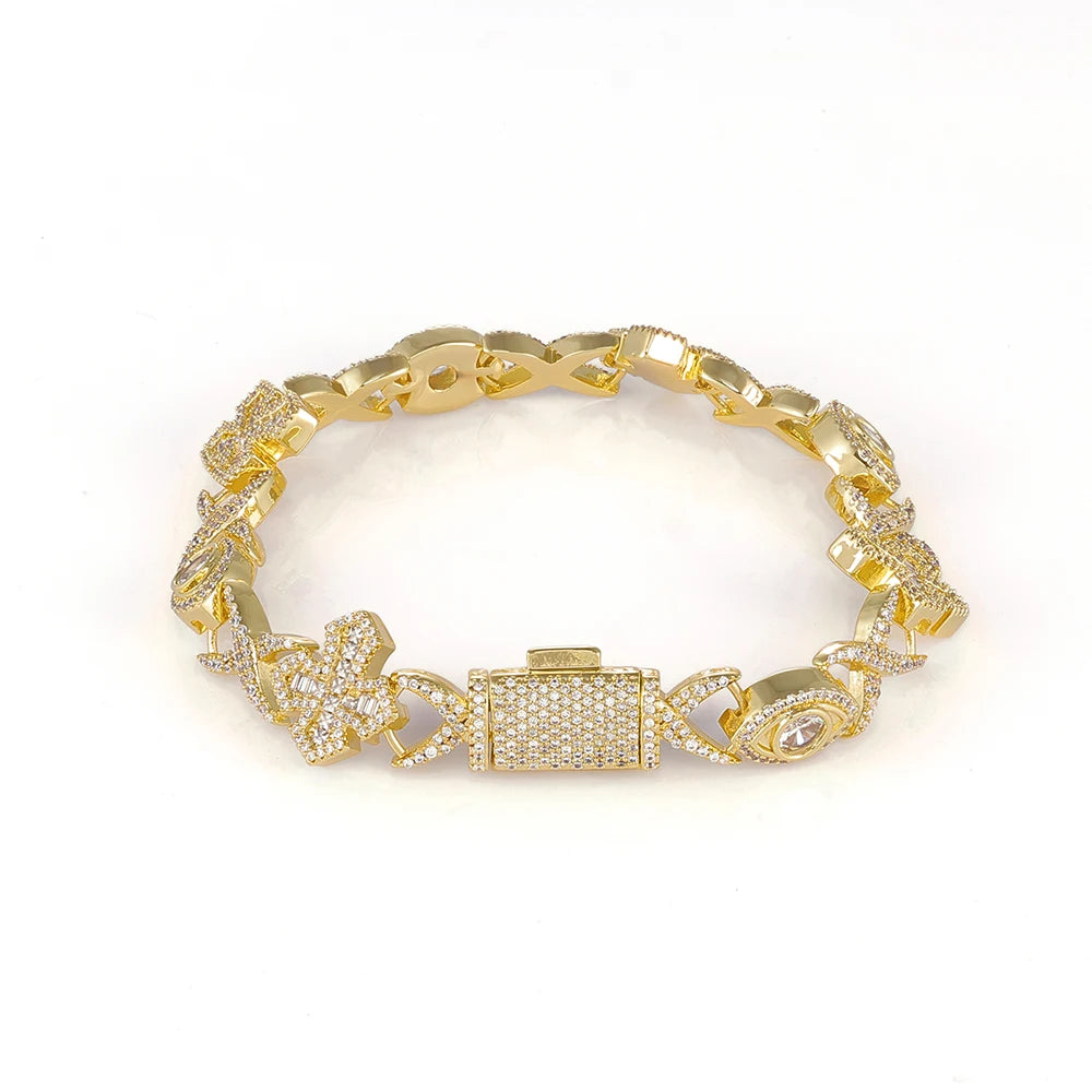 Iced Out Cross Cuban Bracelet Infinity CZ